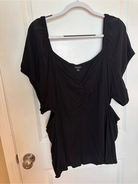 Torrid Black Ruched Scoop-Neck Blouse